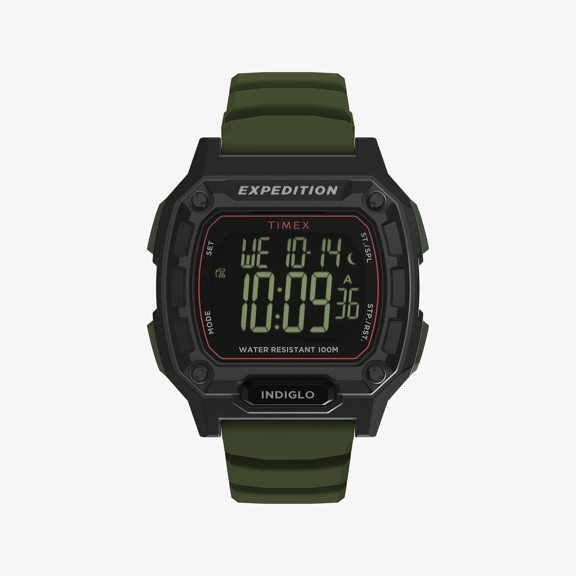 TIMEX Men's Black PC+GF, Green Silicone | TW4B34500-0