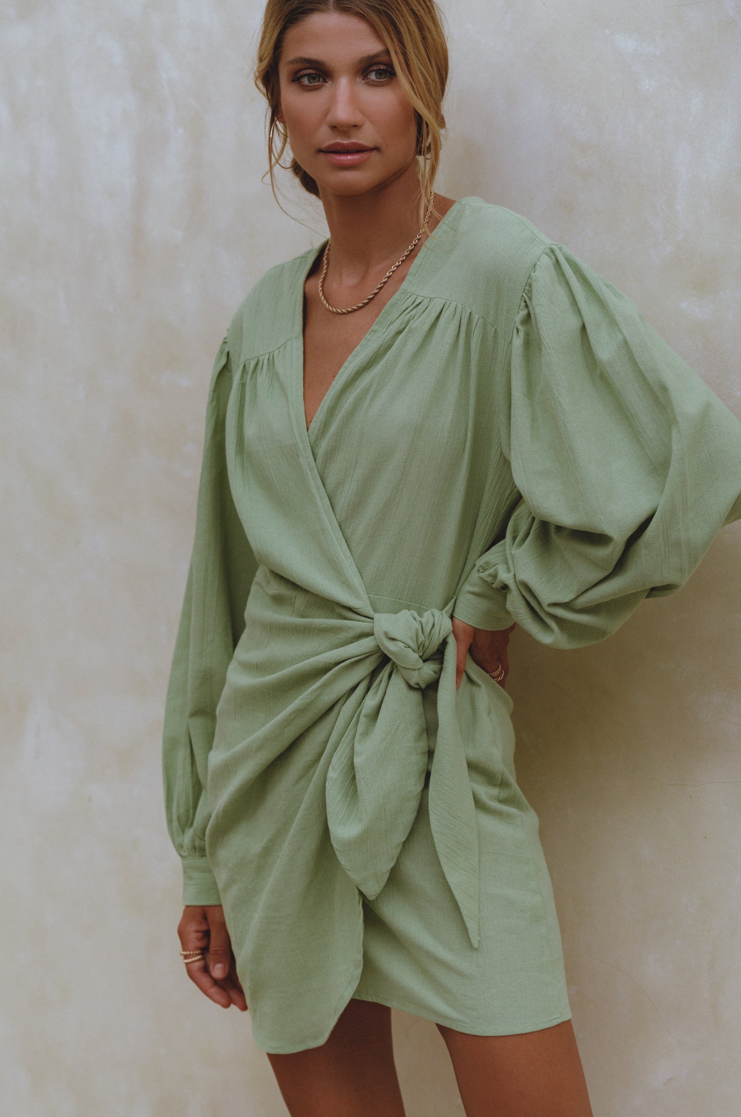 Ti Amo Linen Wrap Dress-3