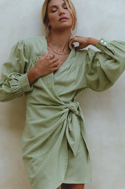 Ti Amo Linen Wrap Dress-0
