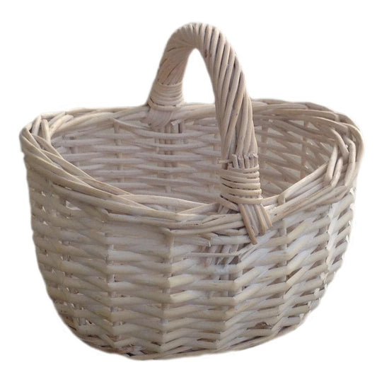 Tiny White Wash Wicker Shopping Basket-0