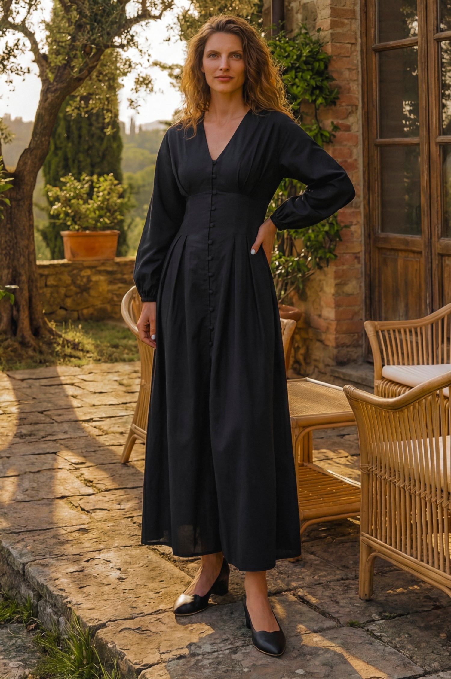 Toscana Button Down Linen Dress-4