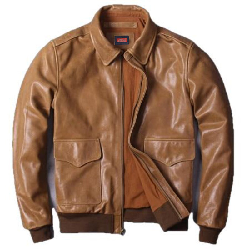 US A2 Flight Mens Bomber Genuine Leather Jacket-2