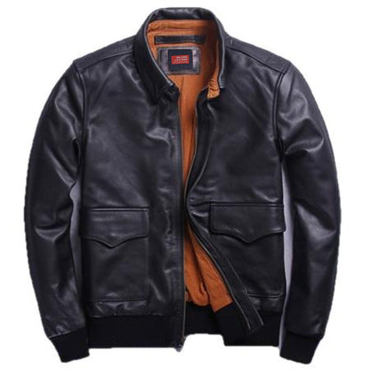 US A2 Flight Mens Bomber Genuine Leather Jacket-3