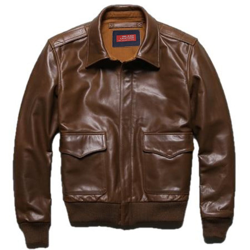 US A2 Flight Mens Bomber Genuine Leather Jacket-1