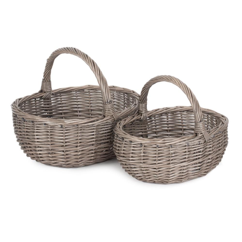 Unlined Antique Wash Wicker Bathroom Shopping Basket-0
