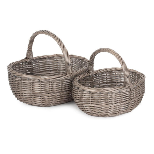Unlined Antique Wash Wicker Bathroom Shopping Basket-0