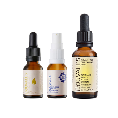 Summer Glow Bundle | 15ml Argan Bronzing Oil, 15ml Argan SPF30, 30ml Self tanning Face drops-0