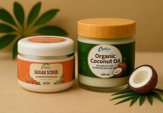 Caribbean Emerald Tropical Spirit Sugar Scrub 250ml and Caribbean Emerald Organic Coconut Oil 200ml-0