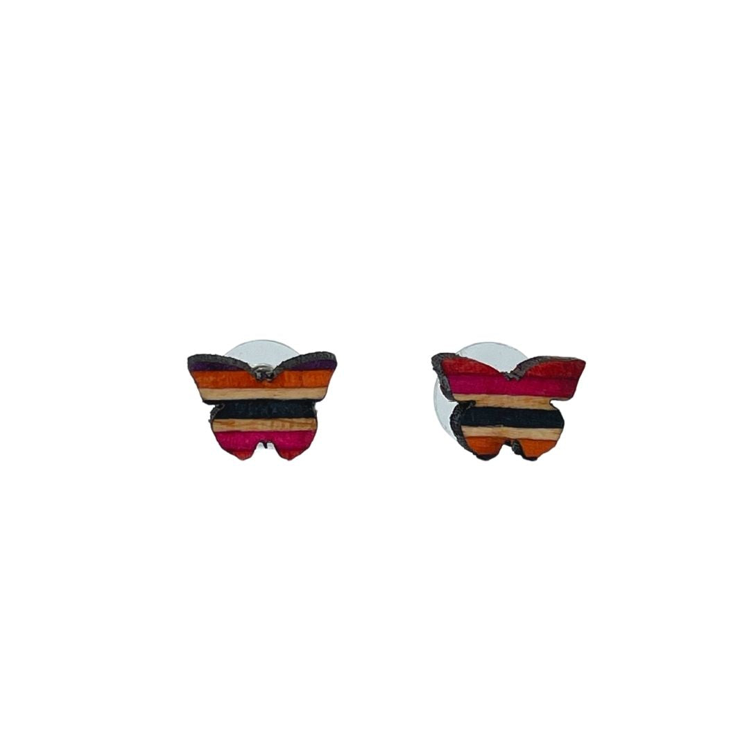 Butterfly Recycled Skateboard Stud Earrings-1