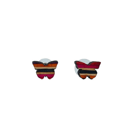 Butterfly Recycled Skateboard Stud Earrings-1