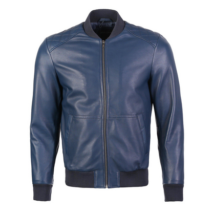 Greer Men's Wax Finish Sheepskin Leather Bomber Jacket-0