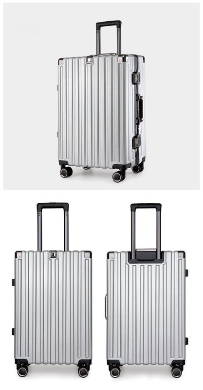 NNEDSZ Aluminum Alloy Hard-Shell Suitcase with TSA Lock -22" Spinner Luggage in Silver-1