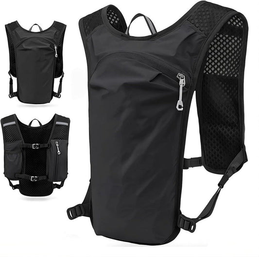 NNEDSZ Black Cycling Running Hiking Backpack - Breathable Hydration Pack with Vest Design for Biking, Marathon & Outdoor Sports-0