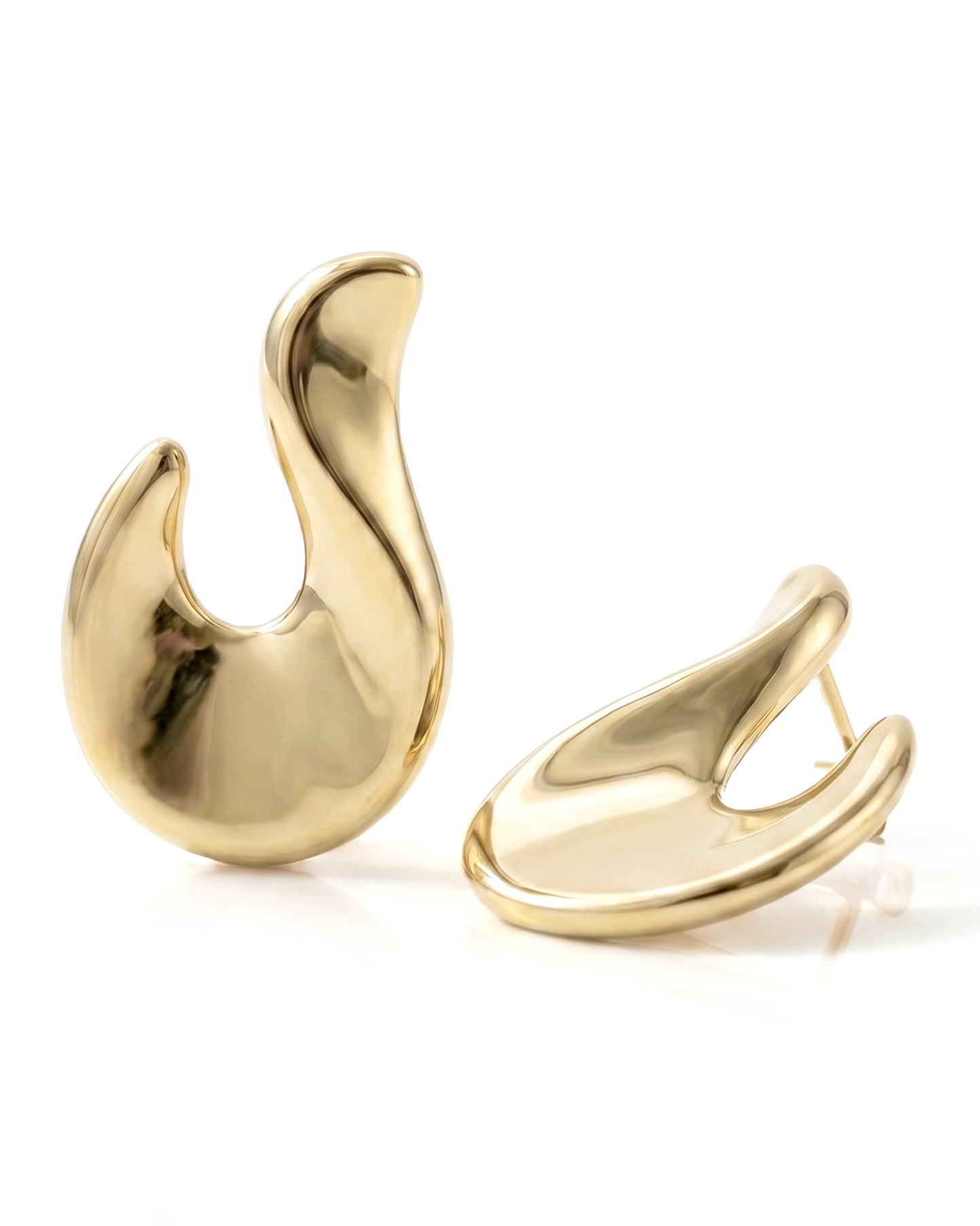 Valentina Abstract Hook Drop Earrings Gold-1