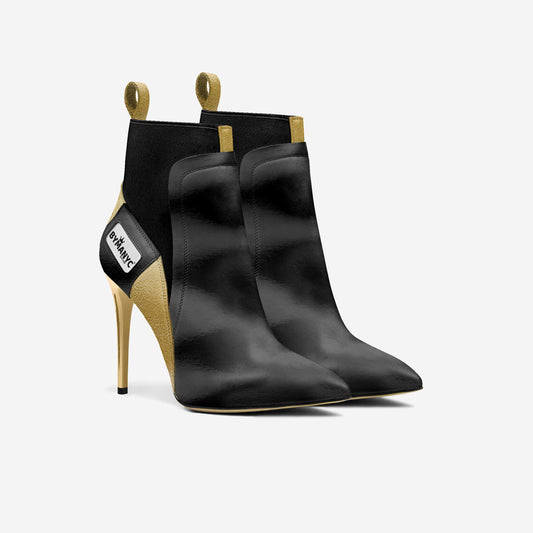 Vegan Heeled Shoe Women BYMANYC ® New York Tribeca Gold Flame-1
