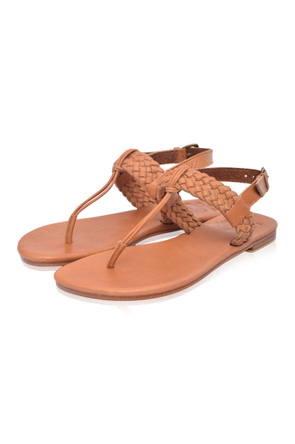 Venetian Braided T-Strap Leather Sandals-2