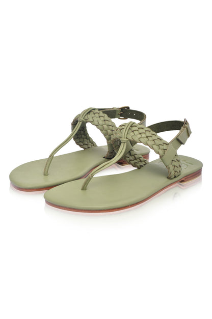 Venetian Braided T-Strap Leather Sandals-5