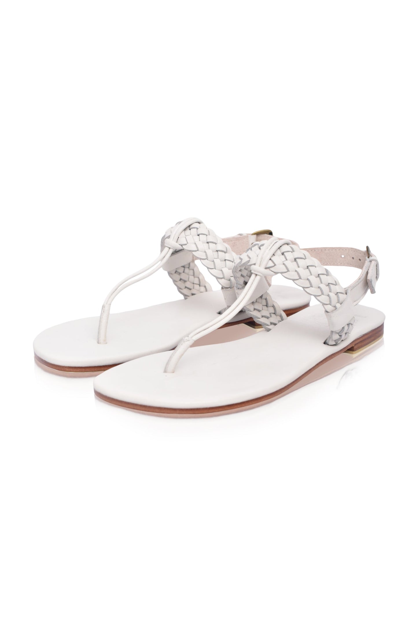 Venetian Braided T-Strap Leather Sandals-2