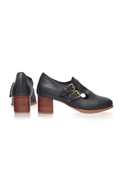 Vienna Low Heel Leather Booties-3