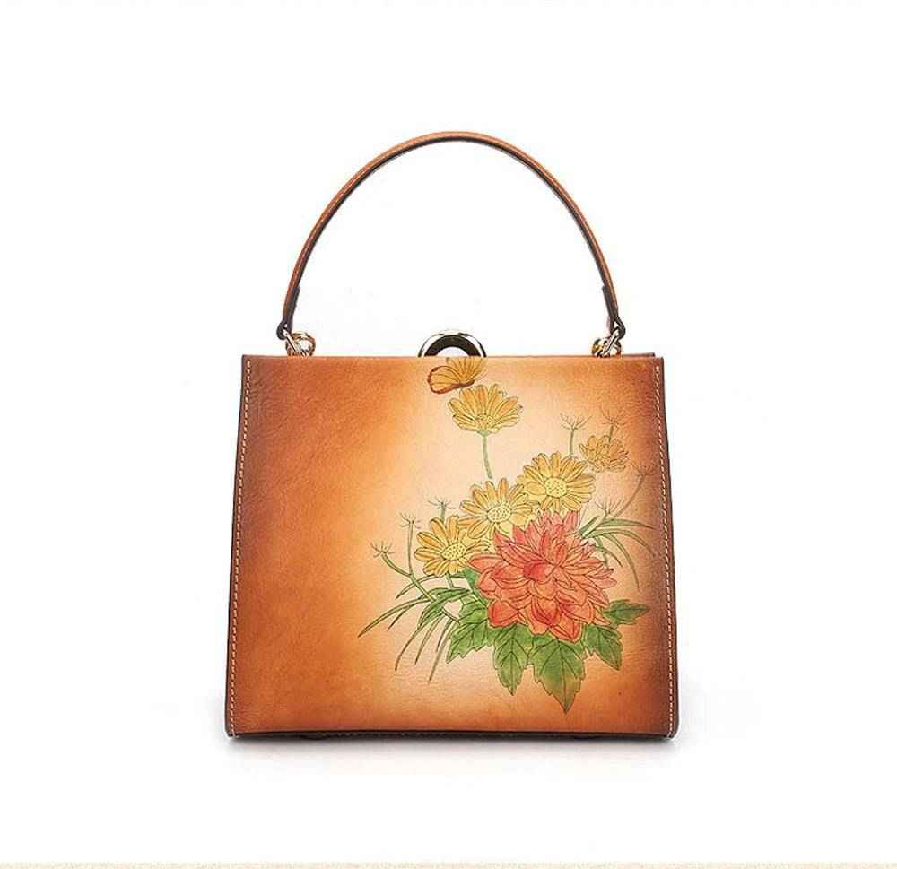 Rossie Viren Women's  Vintage Leather Casual Box Shoulder Bag Small Square Bag-2
