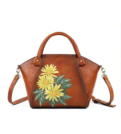 Rossie Viren Women's  Vintage Leather Dumpling Tote Shoulder Cross Body Bag-3
