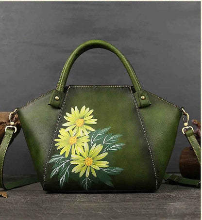 Rossie Viren Women's  Vintage Leather Dumpling Tote Shoulder Cross Body Bag-2