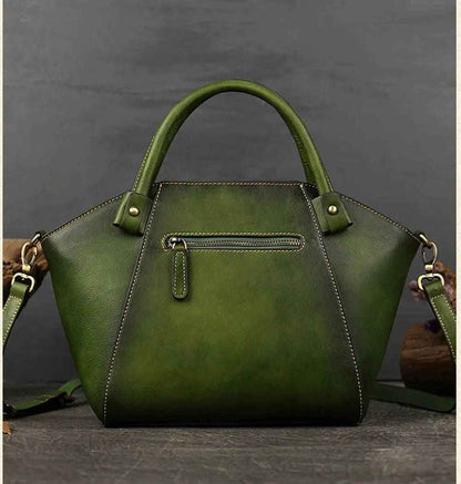 Rossie Viren Women's  Vintage Leather Dumpling Tote Shoulder Cross Body Bag-4