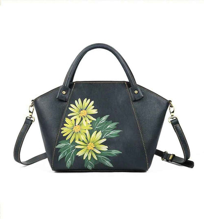 Rossie Viren Women's  Vintage Leather Dumpling Tote Shoulder Cross Body Bag-1