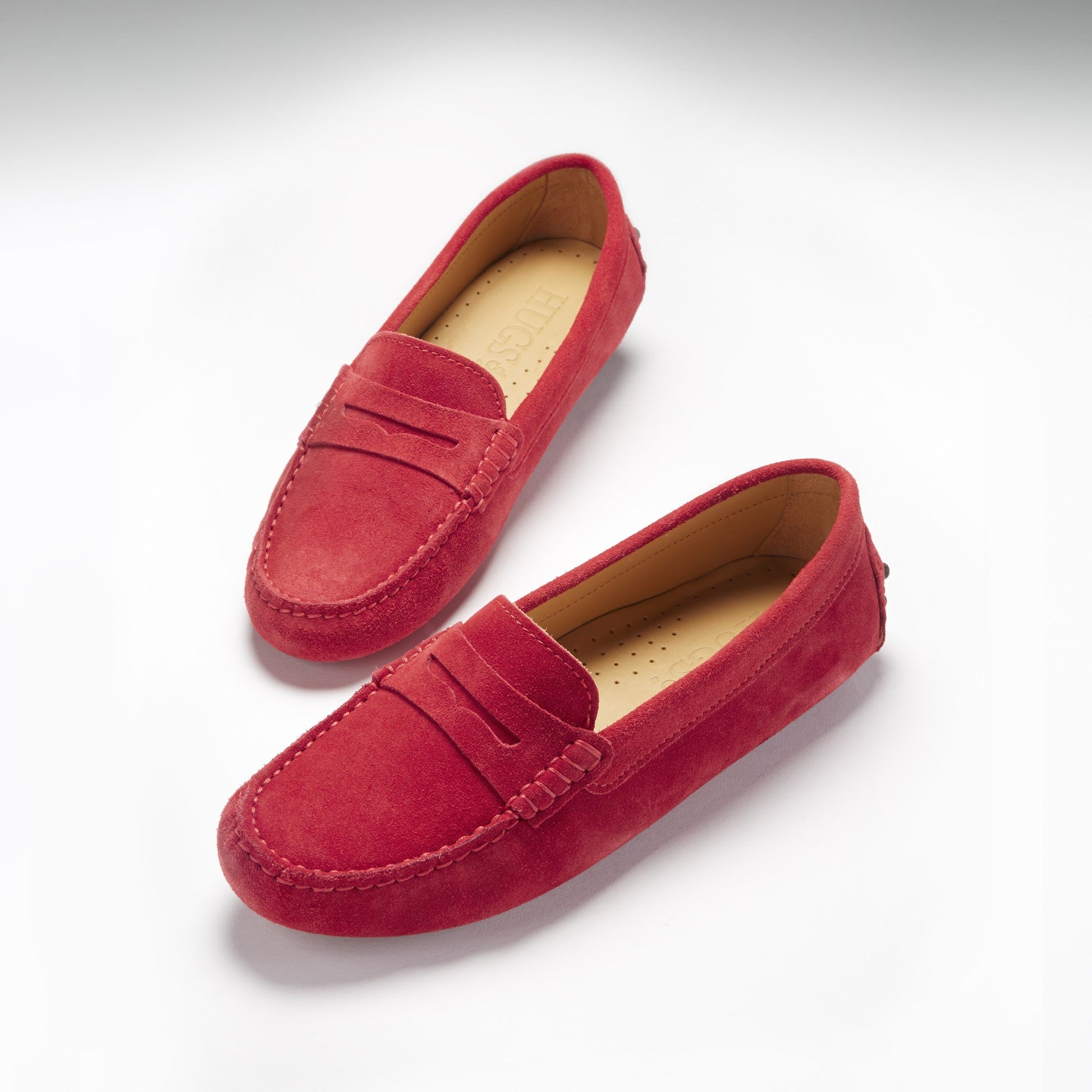 Women's Penny Driving Loafers, red suede-1