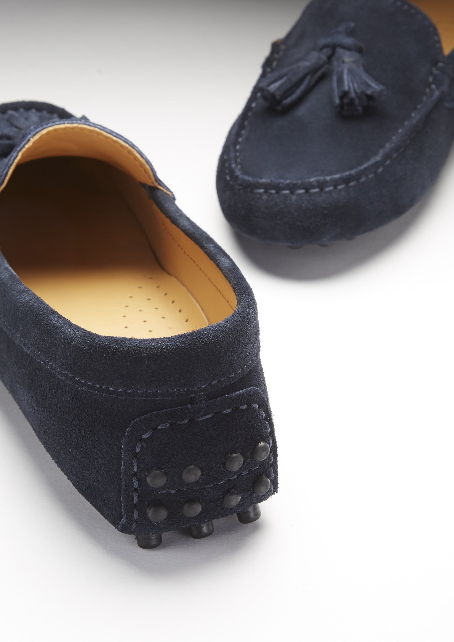 Women's Tasselled Driving Loafers, navy blue suede-4