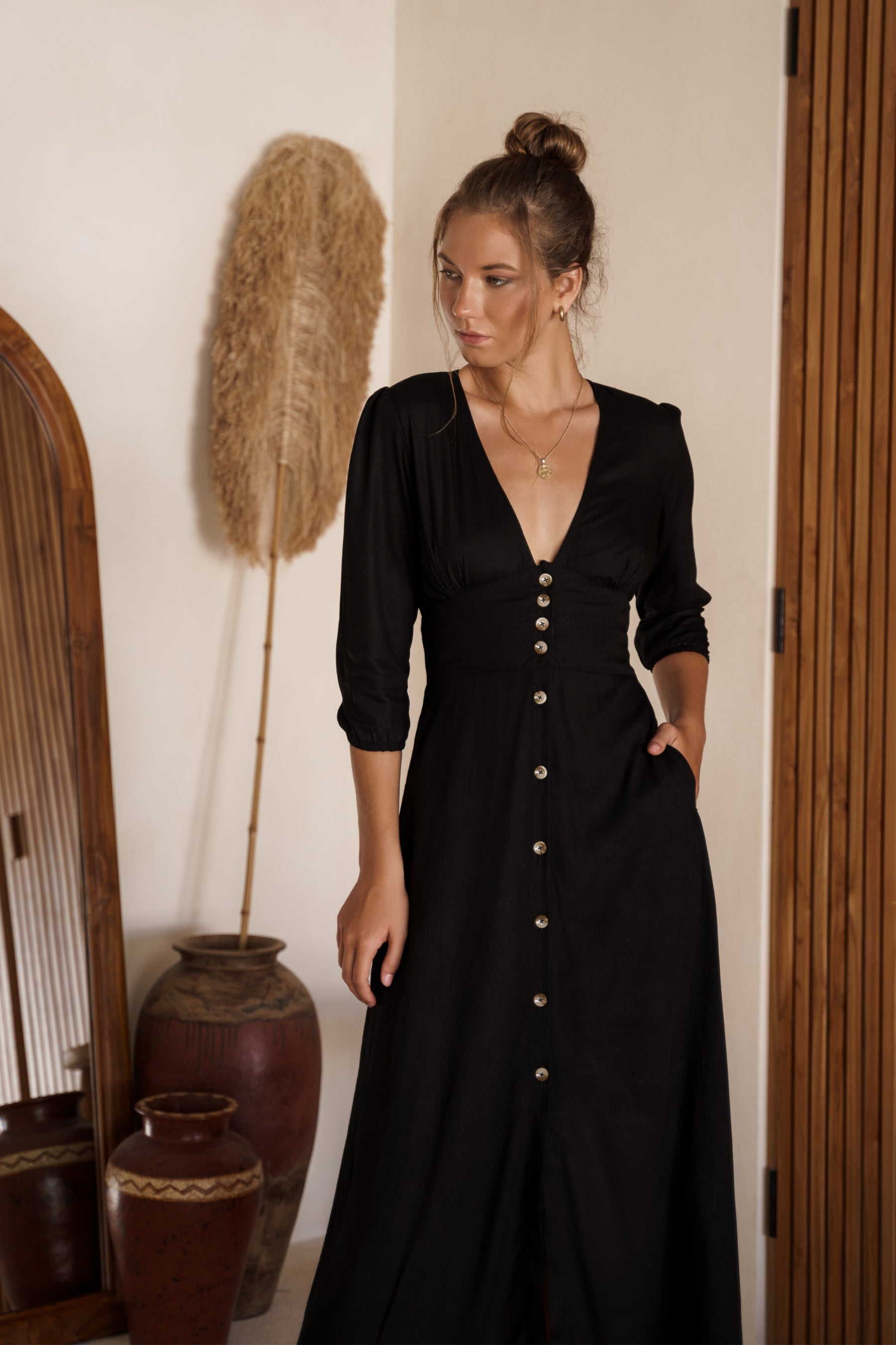 Whisper Light Button up Midi Dress-0