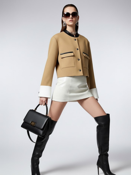 Women's Bicolor Cropped Tailored Jacket LENOX HILL New Collection Couture in Manhattan BYMANYC ® New York-0