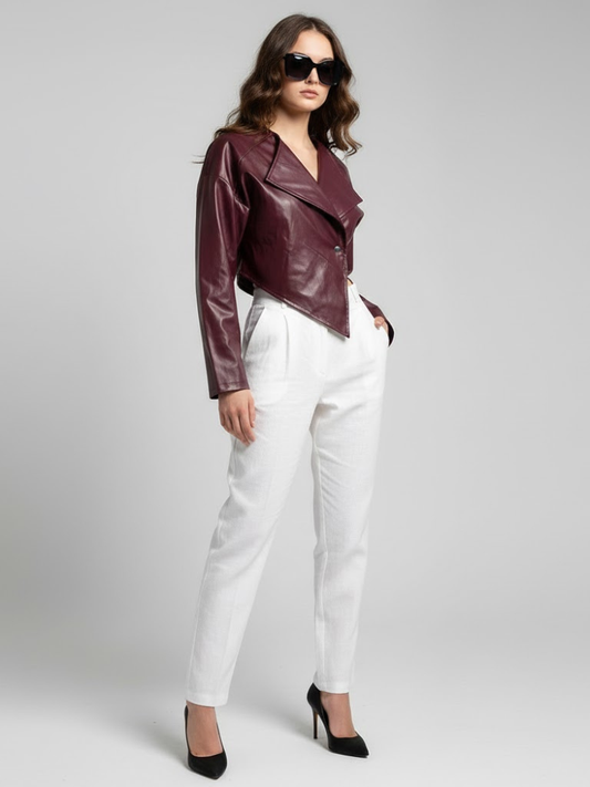 Women's Cropped Vegan Leather Jacket HARLEM COUTURE BYMANYC ® New York-0