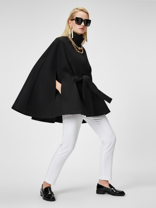 Women's Structured Sash Cape BLACK - PROSPECT HEIGHTS: New Collection COUTURE in BROOKLYN - BYMANYC ® New York-0