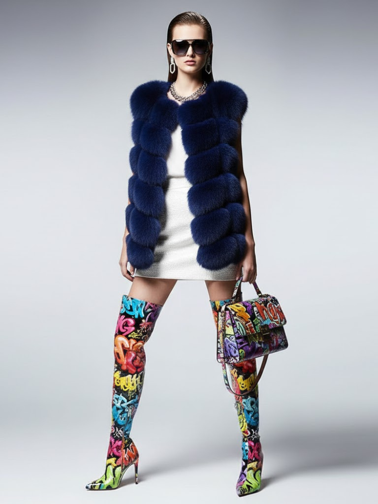 Women's Voluminous Fur Vest DUMBO New Collection Couture in Manhattan BYMANYC ® New York-1