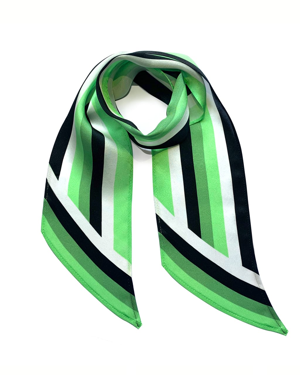 Henley Silk Stripe Neck Scarf Mint Green-0