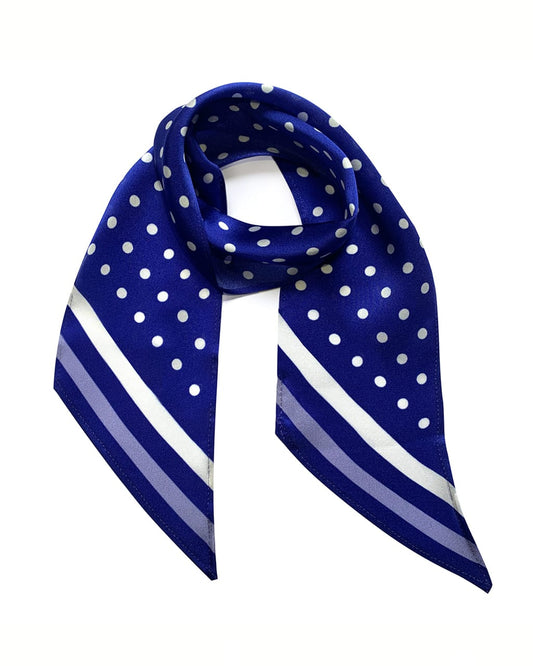 Polka Dot Silk Neck Scarf Electric Blue-0