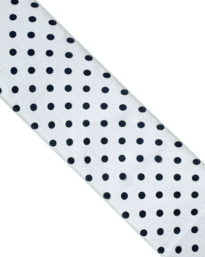 Polka Dot Silk Neck Scarf White-2