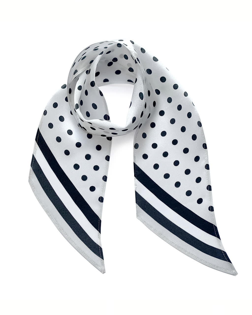 Polka Dot Silk Neck Scarf White-0