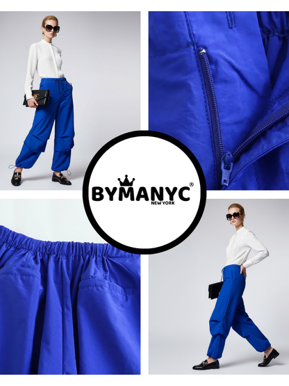 Electric Blue Women's Trousers with Layered Design • BYMANYC ® New York-2