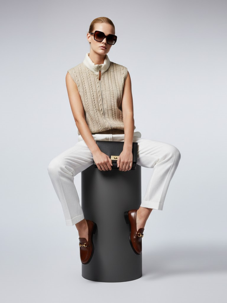 Cable-Knit Vest with Nylon Stand-Up Collar • BYMANYC ® New York-0