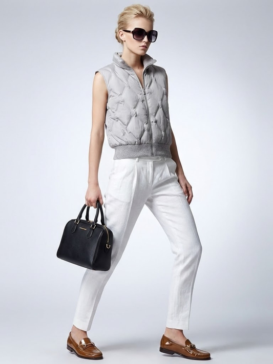 Quilted Diamond-Texture Vest with Ribbed Hem • BYMANYC ® New York-0