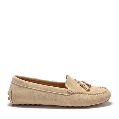 Women's Tasselled Driving Loafers, taupe suede-0
