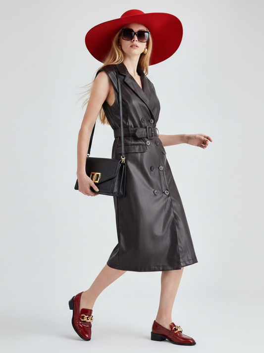 Black Vegan Leather Long Vest MOTT: New Colección COUTURE in NOLITA - BYMANYC ® New York-1