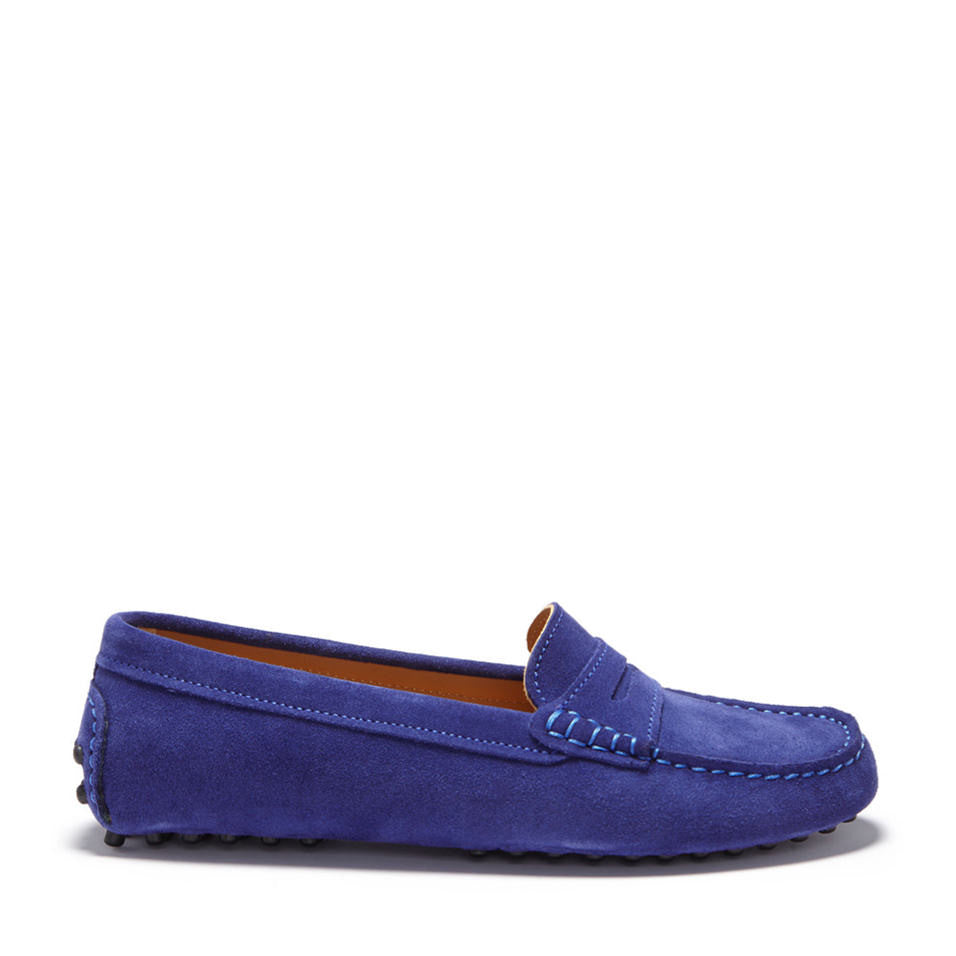 Women's Penny Driving Loafers, ink blue suede-0