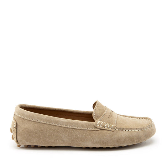 Women's Penny Driving Loafers, taupe suede-0