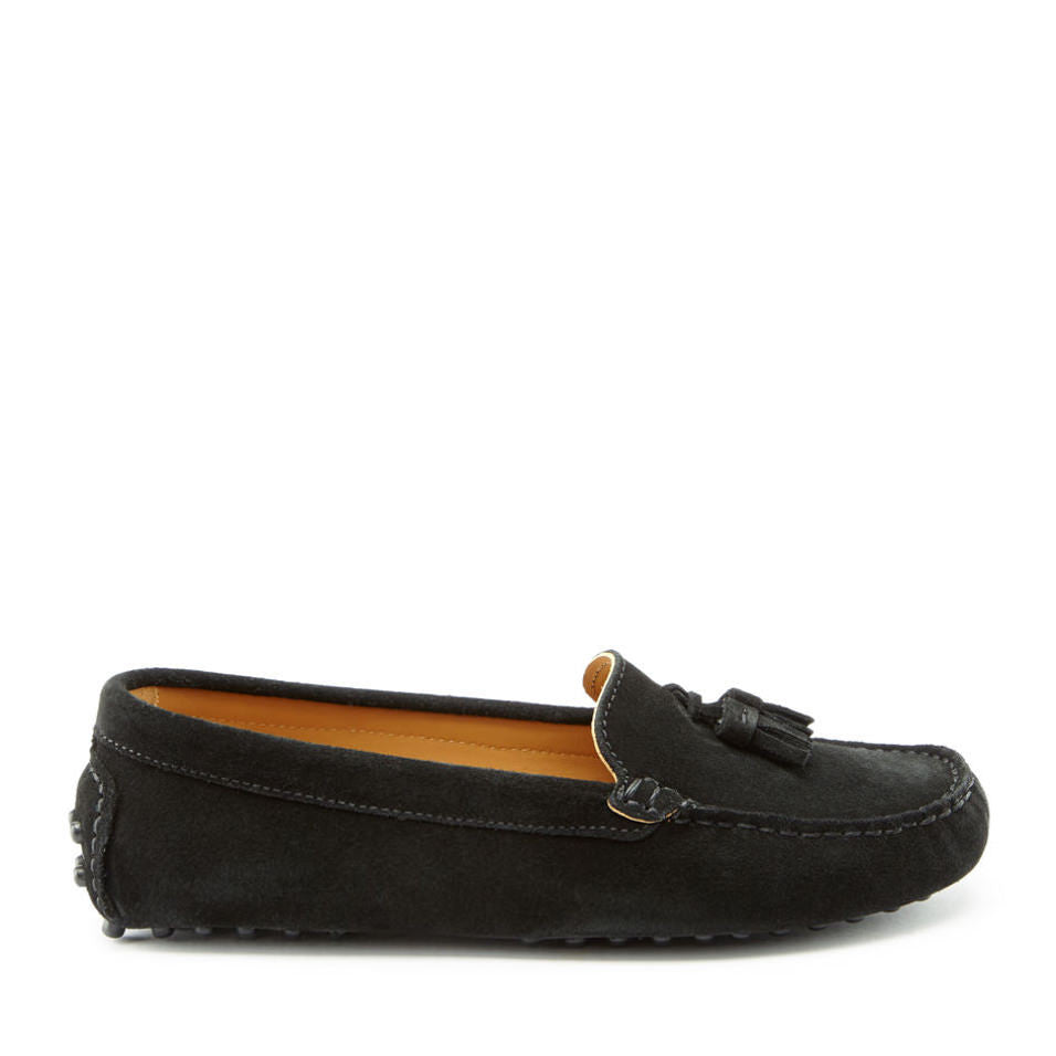 Women's Tasselled Driving Loafers, black suede-0