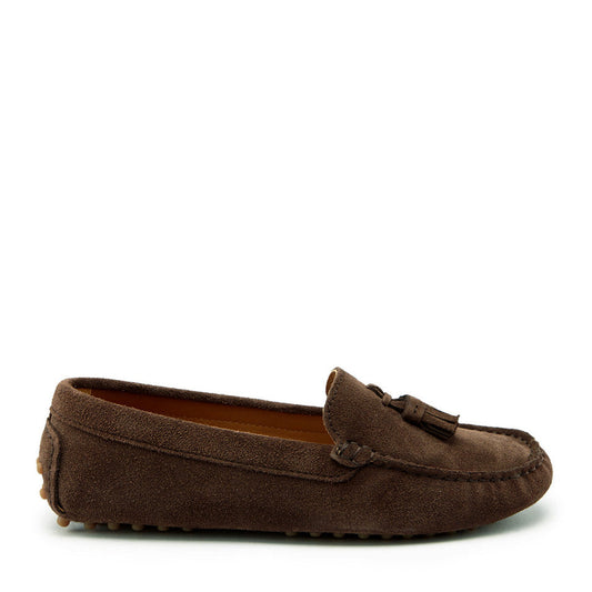 Women's Tasselled Driving Loafers, brown suede-0