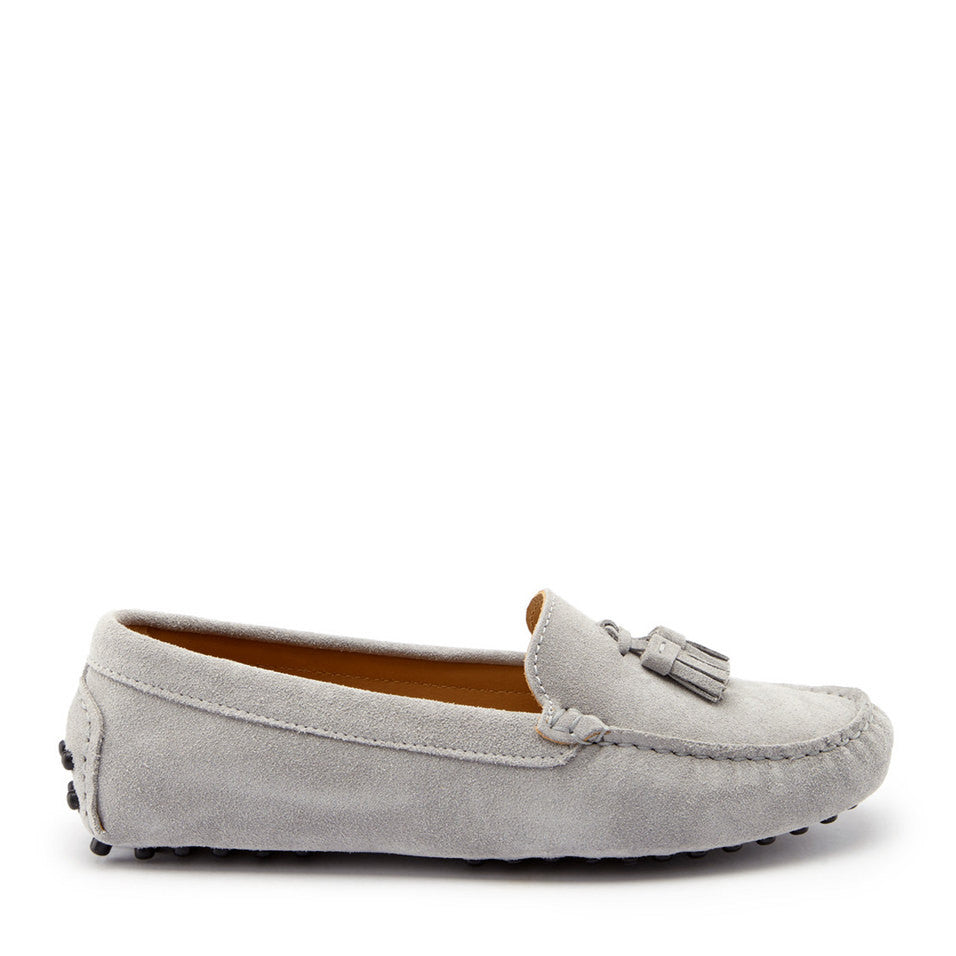 Women's Tasselled Driving Loafers, dove grey suede-0