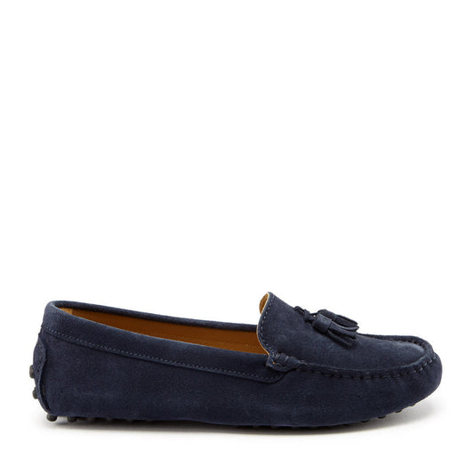 Women's Tasselled Driving Loafers, navy blue suede-0